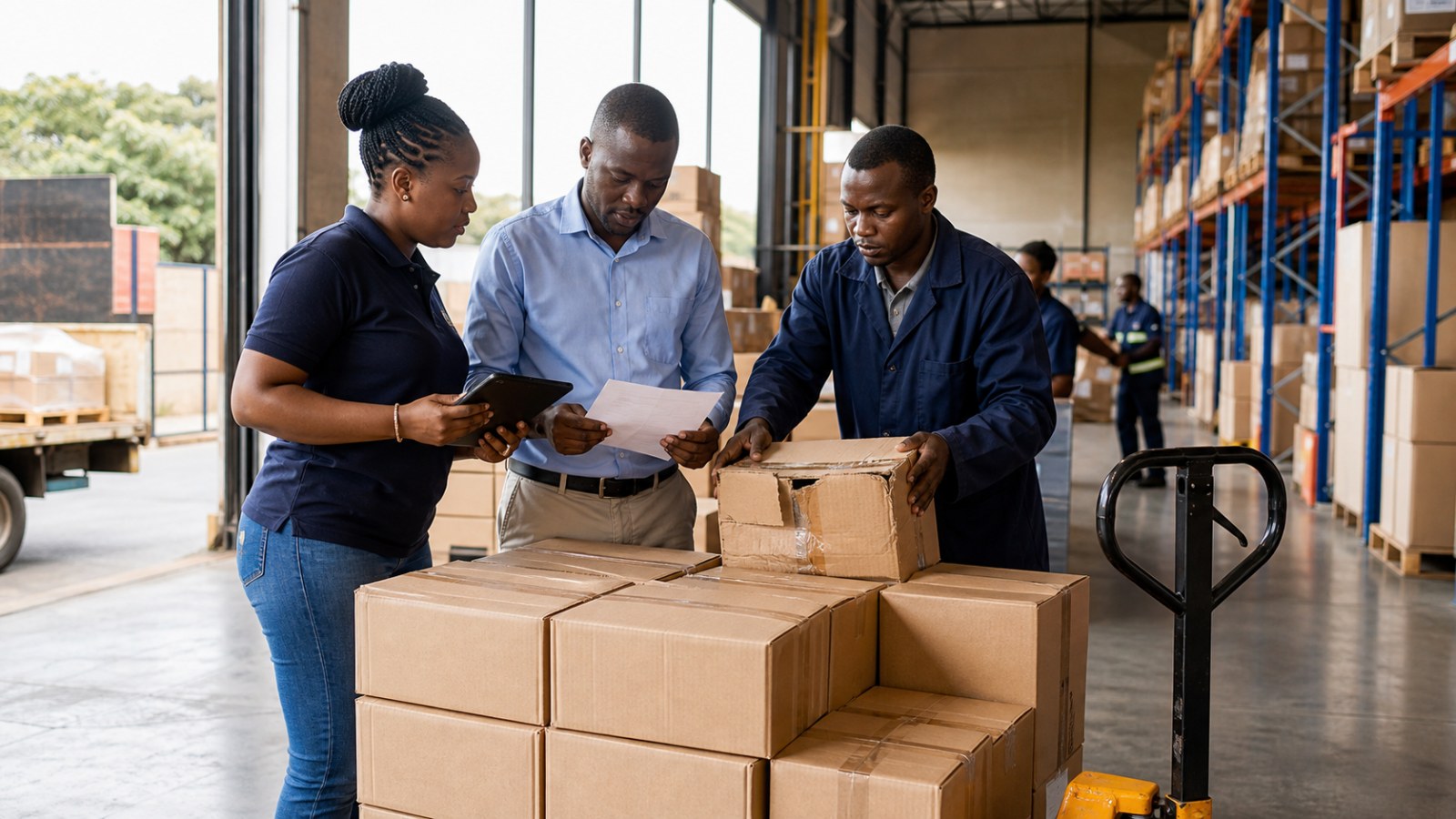 Goods received note software Kenya workflow at a warehouse receiving bay