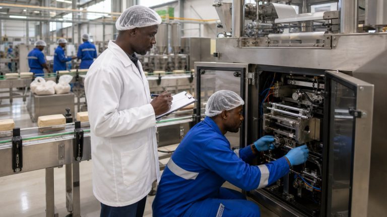 Manufacturing downtime OEE tracking software Kenya review at a stopped production machine