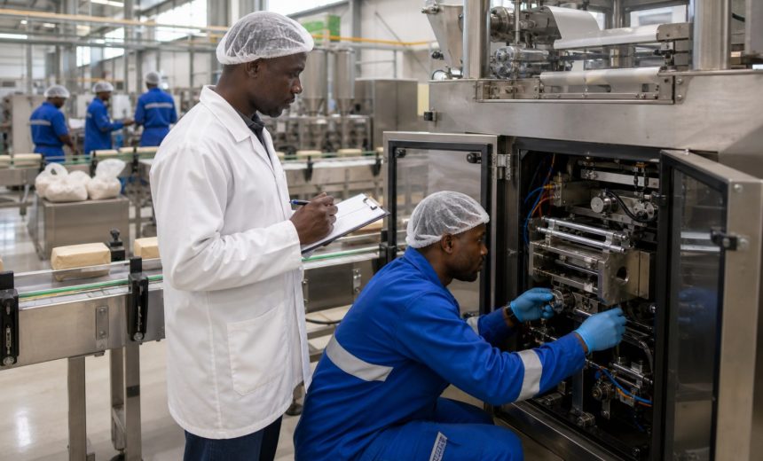 Manufacturing downtime OEE tracking software Kenya review at a stopped production machine