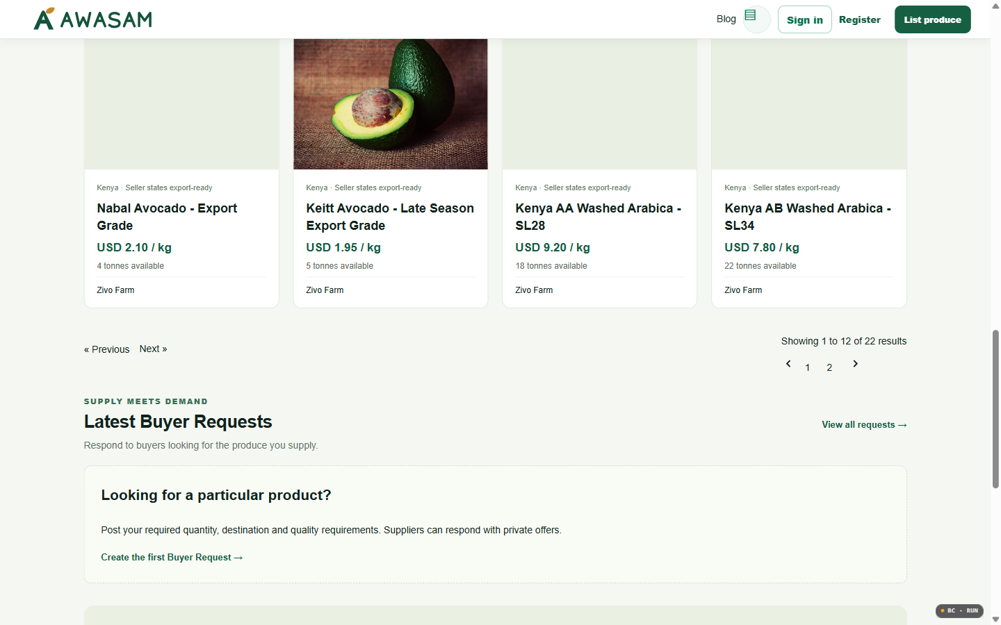 AWASAM trade and compliance screenshot