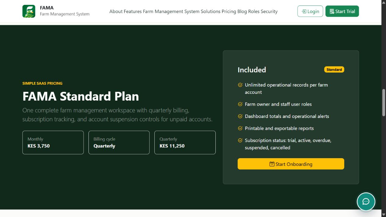 FAMA published fama plan screenshot