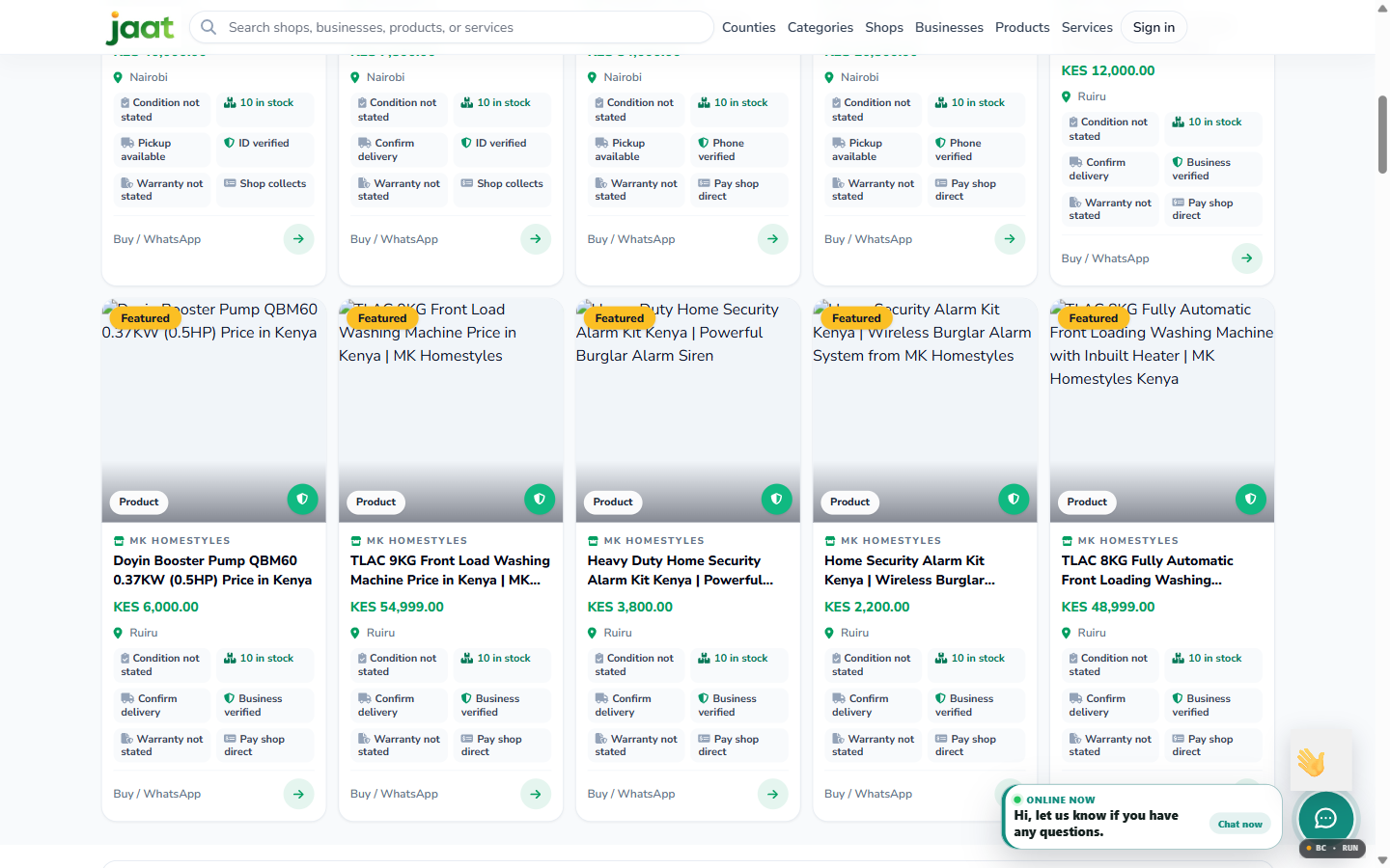 JAAT shops and products screenshot