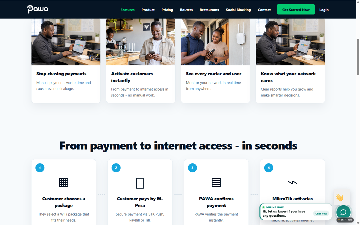 Pawa features and router control screenshot
