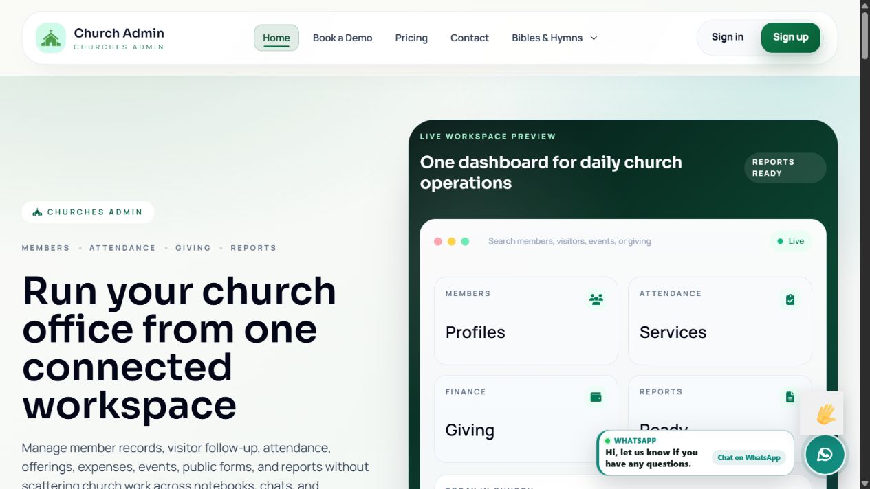 ChurchesAdmin public website preview