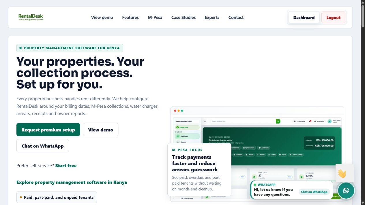 RentalDesk public website preview