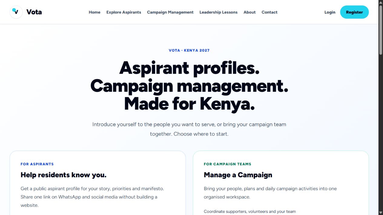 Vota public website preview